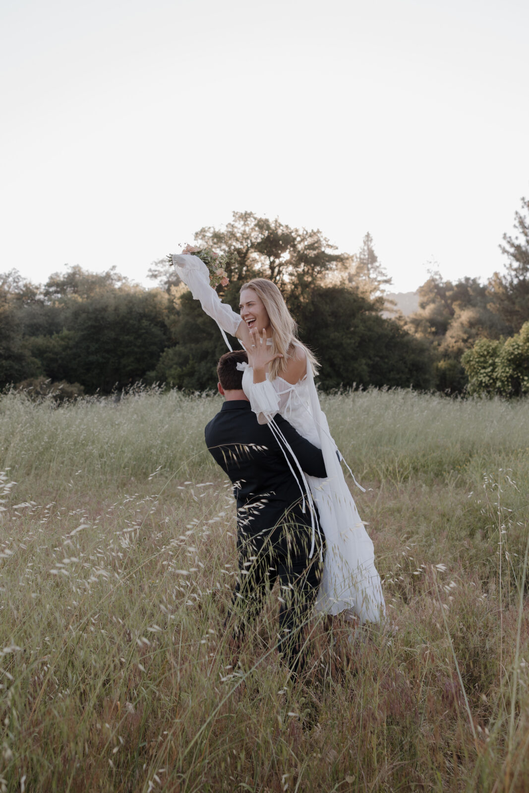 Golden hour elopement portraits in Romona CA taken by husband and wife photo and video team Kassidy Klicks